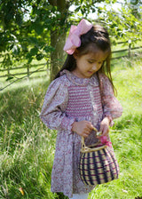 Elizabeth Blackwell Dress with Rhubarb Crumble Hand Smocking made with Liberty Ava Fabric