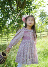 Elizabeth Blackwell Dress with Rhubarb Crumble Hand Smocking made with Liberty Ava Fabric