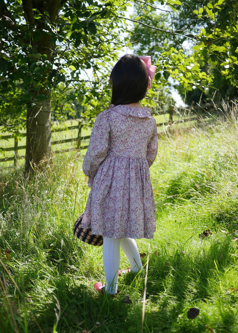Elizabeth Blackwell Dress with Rhubarb Crumble Hand Smocking made with Liberty Ava Fabric