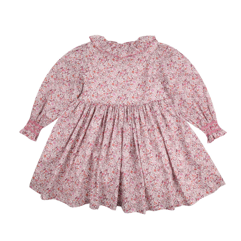 Elizabeth Blackwell Dress with Rhubarb Crumble Hand Smocking made with Liberty Ava Fabric