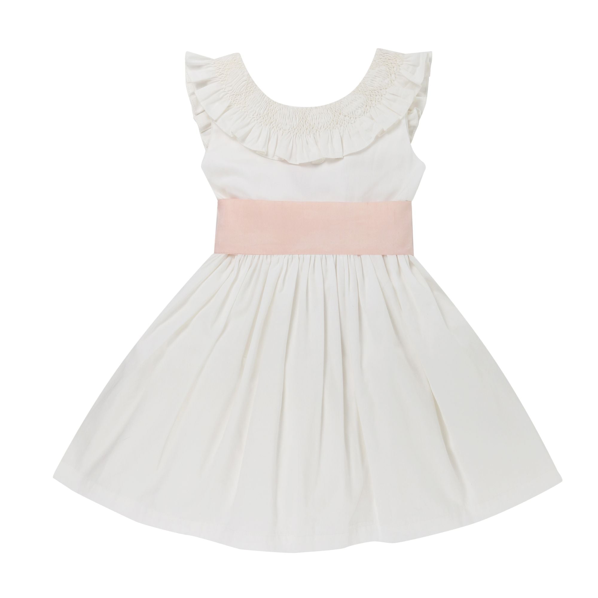 Grace Dress with Pearl Hand Smocking and Silk Sash