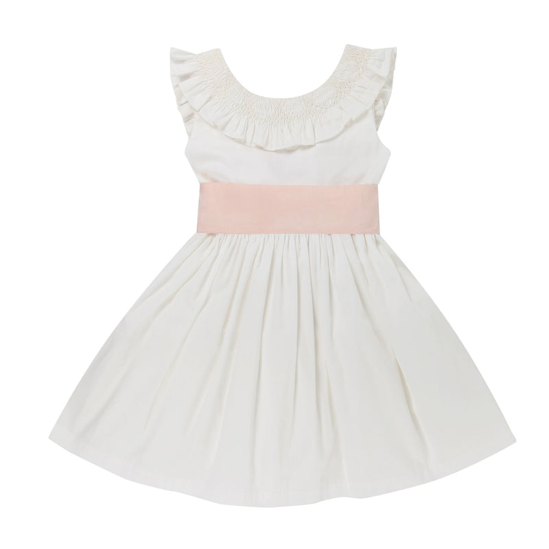 Grace Dress with Pearl Hand Smocking and Silk Sash