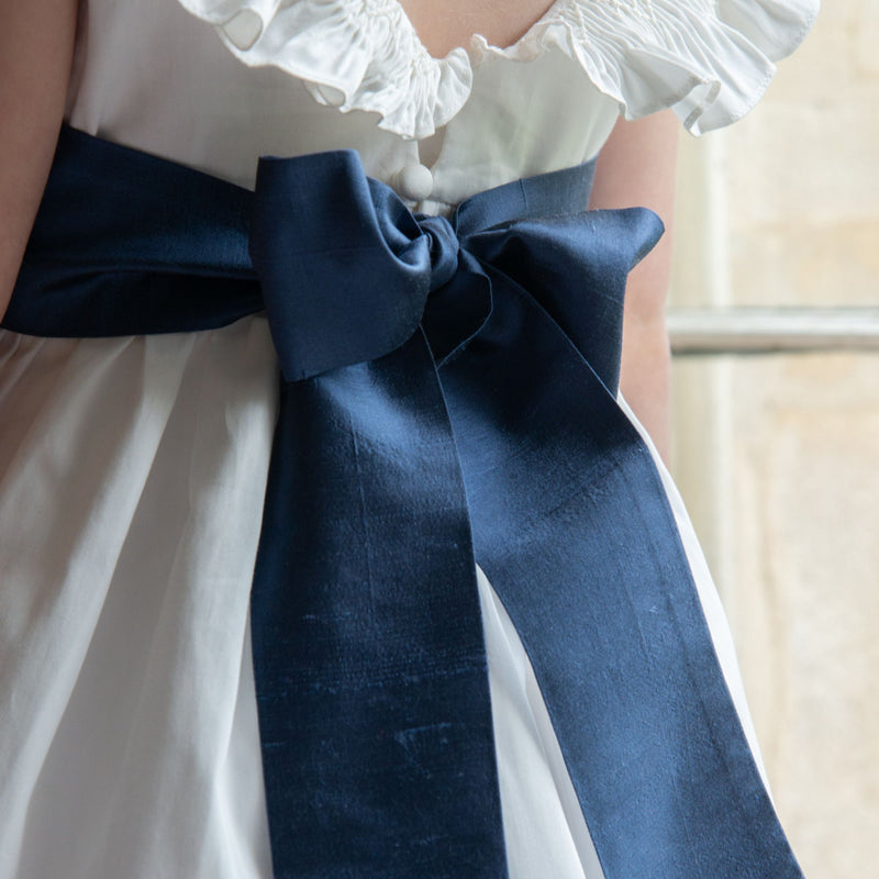 Grace Dress with Pearl Hand Smocking and Silk Sash