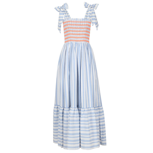 Grace Hopper Women's Maxi Dress Horizon Stripes with You've Been Tango'd Hand Smocking