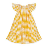 Indira Gandhi Flutter Dress Yellow Submarine Seersucker with Lychee Lemonade Hand Smocking