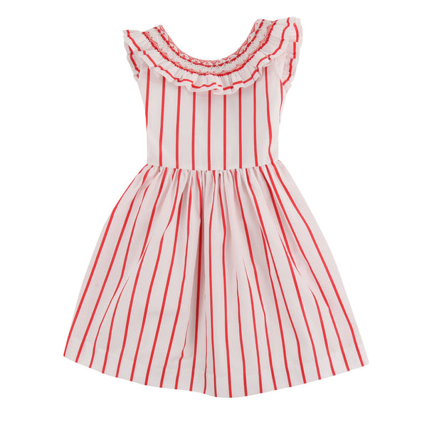 Isabella 1st Dress Aquafresh Stripe with Cherry Bowl Hand Smocking