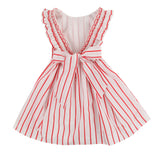 3-4y Isabella 1st Dress Aquafresh Stripe with Cherry Bowl Hand Smocking