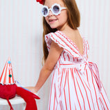 3-4y Isabella 1st Dress Aquafresh Stripe with Cherry Bowl Hand Smocking