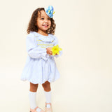 1-2y Jane Austen Romper Daisy Stripe with Lemon Sherbet Hand Smocking