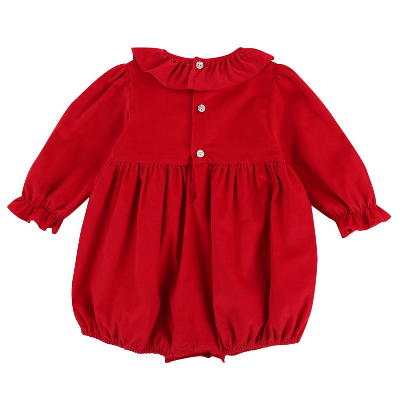 Jane Austen Romper Scarlett Needlecord with Tie a Ribbon In It Hand Smocking