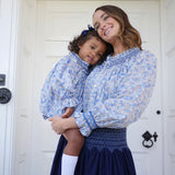 Joan of Arc Blouse and Bloomers Set with Blue For You Hand Smocking made with Liberty Claire Aude Fabric