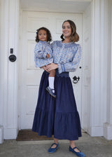 Joan of Arc Blouse and Bloomers Set with Blue For You Hand Smocking made with Liberty Claire Aude Fabric