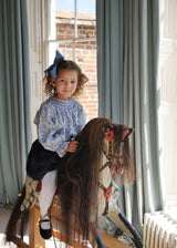 Joan of Arc Blouse with Blue For You Hand Smocking made with Organic Liberty Claire Aude Fabric