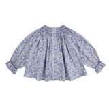 Joan of Arc Blouse with Blue For You Hand Smocking made with Organic Liberty Claire Aude Fabric