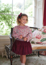 Joan of Arc Blouse with Ruby Tuesday Hand Smocking made with Liberty Swirling Petals Fabric