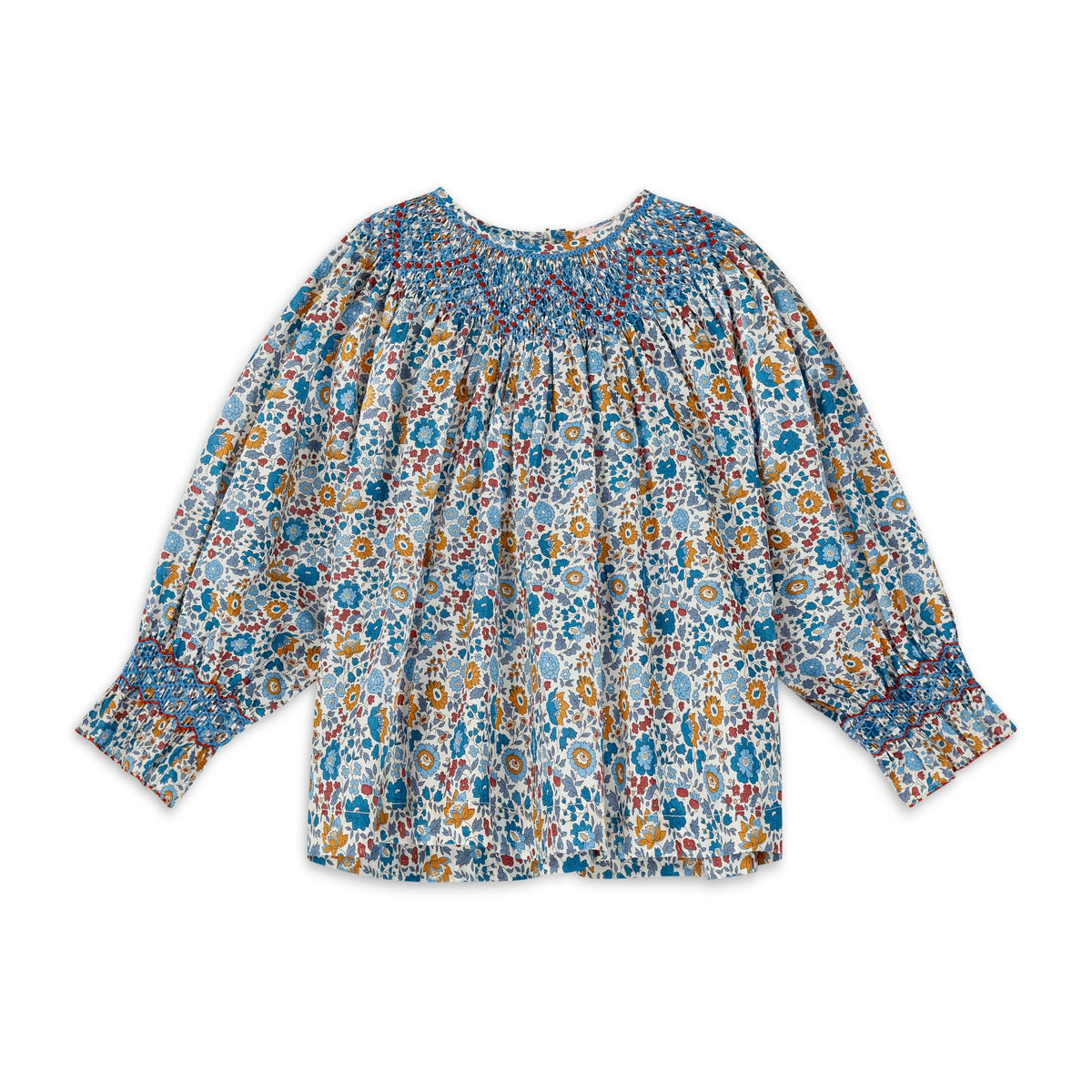 2-3y Joan of Arc Blouse with Russet Nights Hand Smocking made with Liberty D’anjo