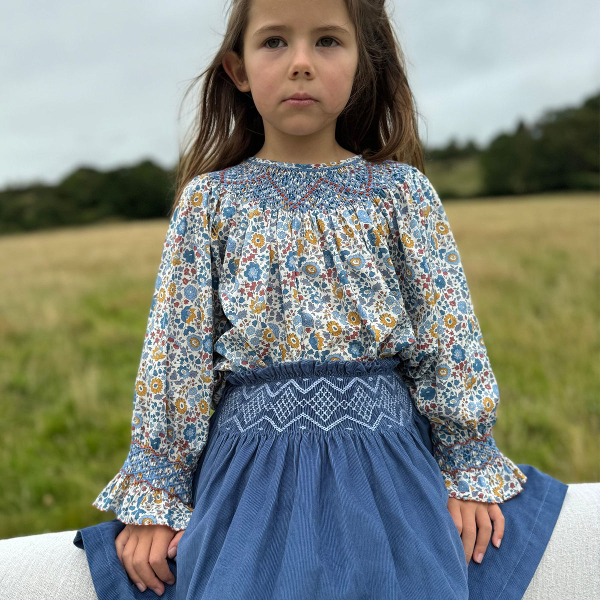 2-3y Joan of Arc Blouse with Russet Nights Hand Smocking made with Liberty D’anjo