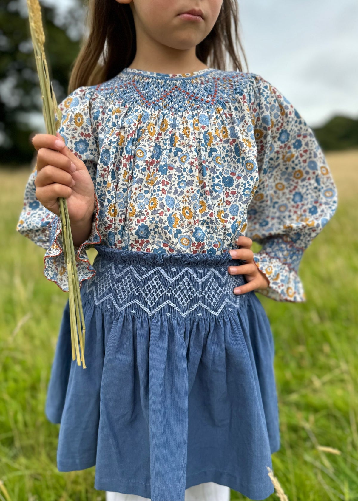 2-3y Joan of Arc Blouse with Russet Nights Hand Smocking made with Liberty D’anjo