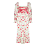 Josefine Butler Women's Dress Cherry Polka Linen with In the Red Hand Smocking