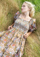 Josefine Butler Women's Dress Foxglove Fiesta with Vanilla Hand Smocking