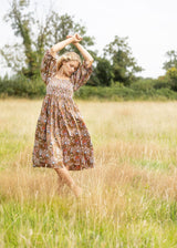 Josefine Butler Women's Dress Foxglove Fiesta with Vanilla Hand Smocking