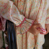 Kahlo Dress with Red Velvet Hand Smocking made with Liberty Adelajda Fabric