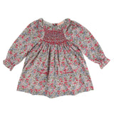 Kahlo Dress with Rhubarb Hand Smocking made with Liberty Poppies and Daisies Fabric