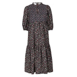 Margaret Graham Women's Dress Autumn Flowers Needlecord with Liquorice Allsorts Hand Smocking
