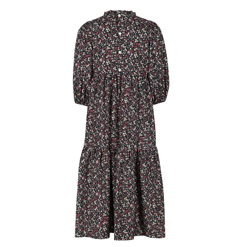 Margaret Graham Women's Dress Autumn Flowers Needlecord with Liquorice Allsorts Hand Smocking