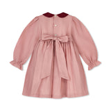 Margaret Thatcher Dress Dusty Rose Linen with Mulberry Hand Smocking