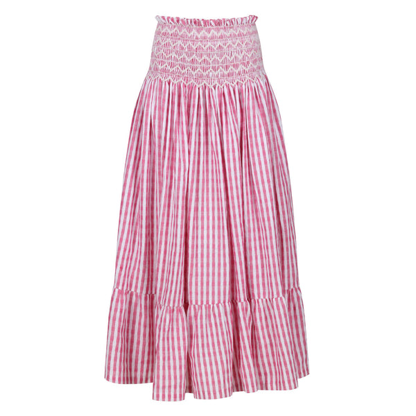 Mary Stopes Skirt Painted Pink Stripes with Icecap Hand Smocking