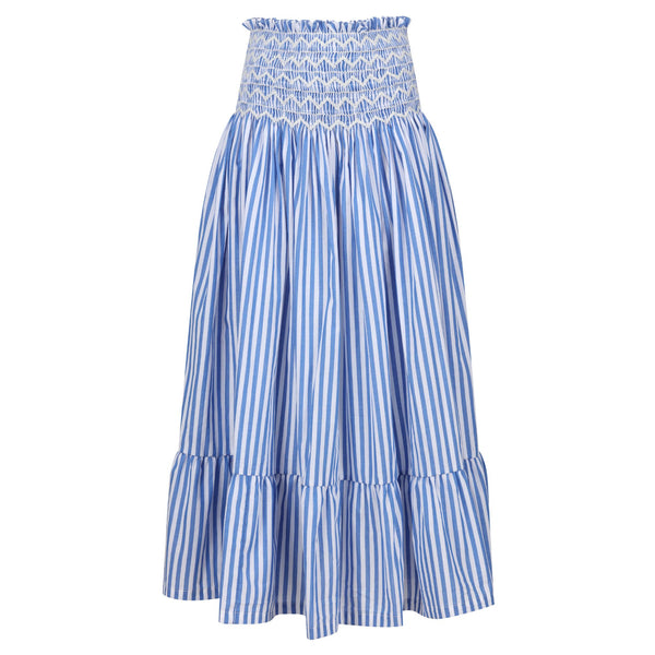 Mary Stopes Skirt Sapphire Stripes with Icecap Hand Smocking