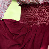 Marie Stopes Women's Skirt Mulberry Needlecord with Kir Royal Hand Smocking