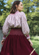 Marie Stopes Women's Skirt Mulberry Needlecord with Kir Royal Hand Smocking
