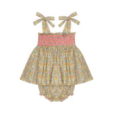 1-2 & 2-3y Maya Blouse and Bloomer Set with Pomelo Paradise Hand Smocking made with Liberty Michelle Yellow