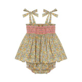 1-2 & 2-3y Maya Blouse and Bloomer Set with Pomelo Paradise Hand Smocking made with Liberty Michelle Yellow
