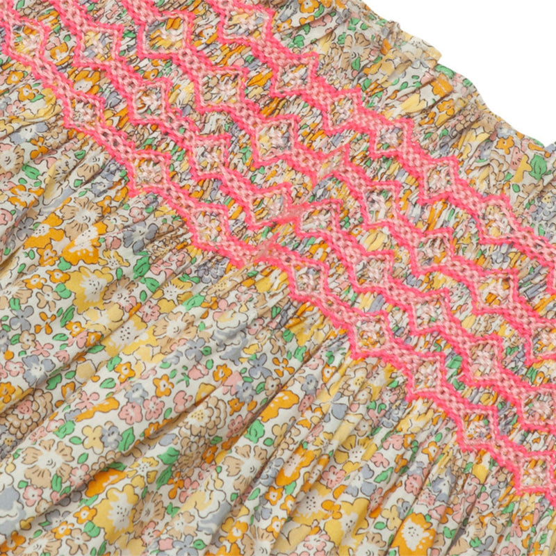 1-2 & 2-3y Maya Blouse and Bloomer Set with Pomelo Paradise Hand Smocking made with Liberty Michelle Yellow
