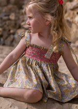 1-2 & 2-3y Maya Blouse and Bloomer Set with Pomelo Paradise Hand Smocking made with Liberty Michelle Yellow