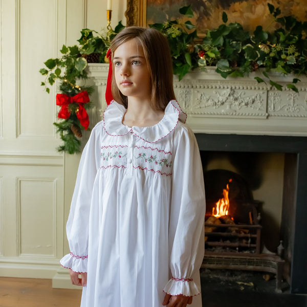 Memo Press x Smock London Nightingale Dress Moonstone with Garland Hand Smocking