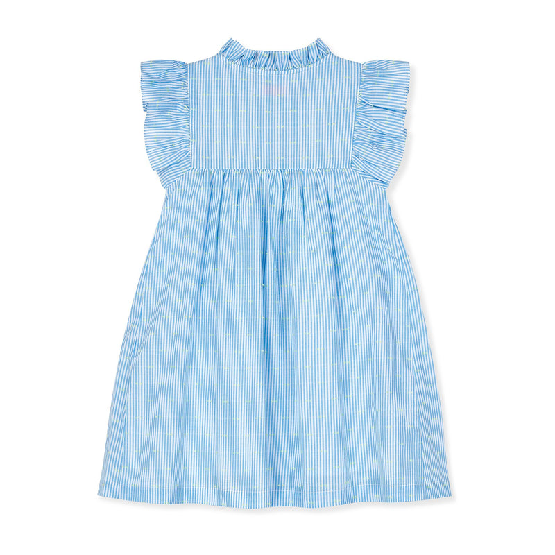Mirabai Dress Lemon Spot Stripe with Lemon Soda Hand Smocking