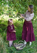 Mirabai Dress Mulberry Needlecord with Heather Haze Hand Smocking