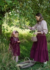 Mirabai Dress Mulberry Needlecord with Heather Haze Hand Smocking