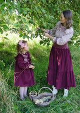 Mirabai Dress Mulberry Needlecord with Heather Haze Hand Smocking