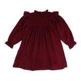 Mirabai Dress Mulberry Needlecord with Heather Haze Hand Smocking