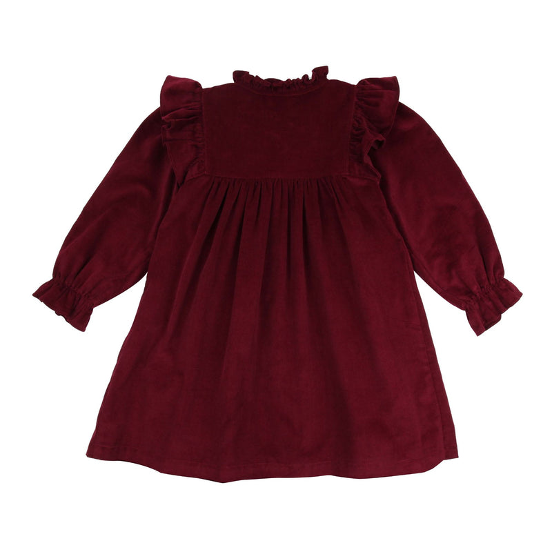 Mirabai Dress Mulberry Needlecord with Heather Haze Hand Smocking