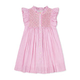 Mirabai Dress Raspberry Stripe Seersucker with Cool-Ade Hand Smocking