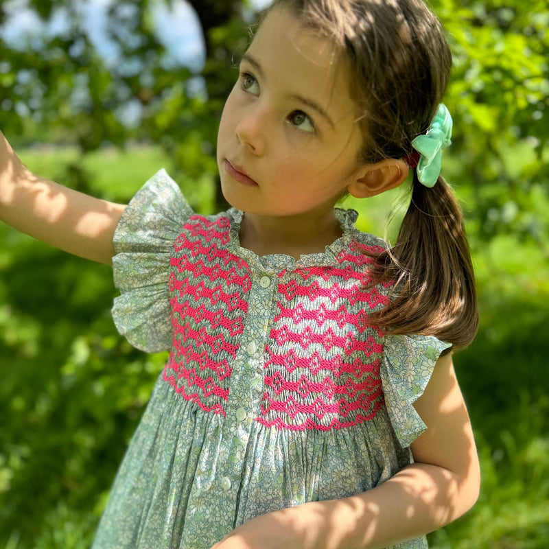 1-2y Mirabai Dress with Barbilicious Hand Smocking made with Liberty Alice W