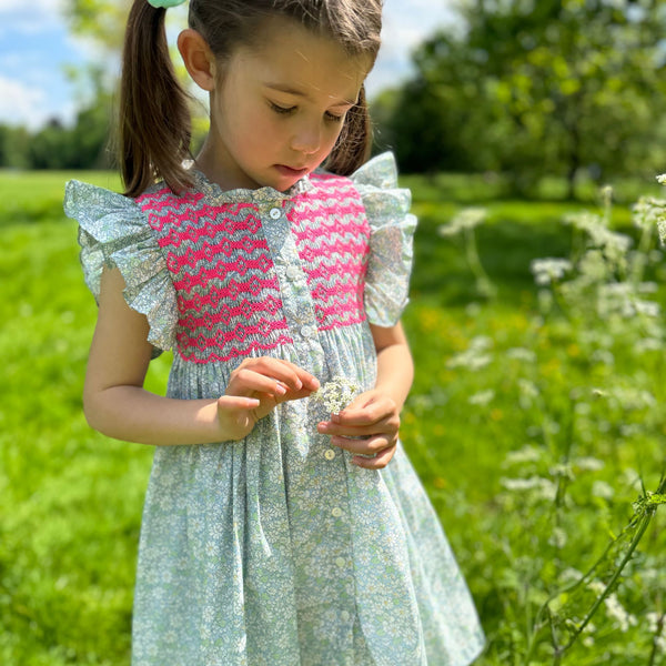 1-2y Mirabai Dress with Barbilicious Hand Smocking made with Liberty Alice W