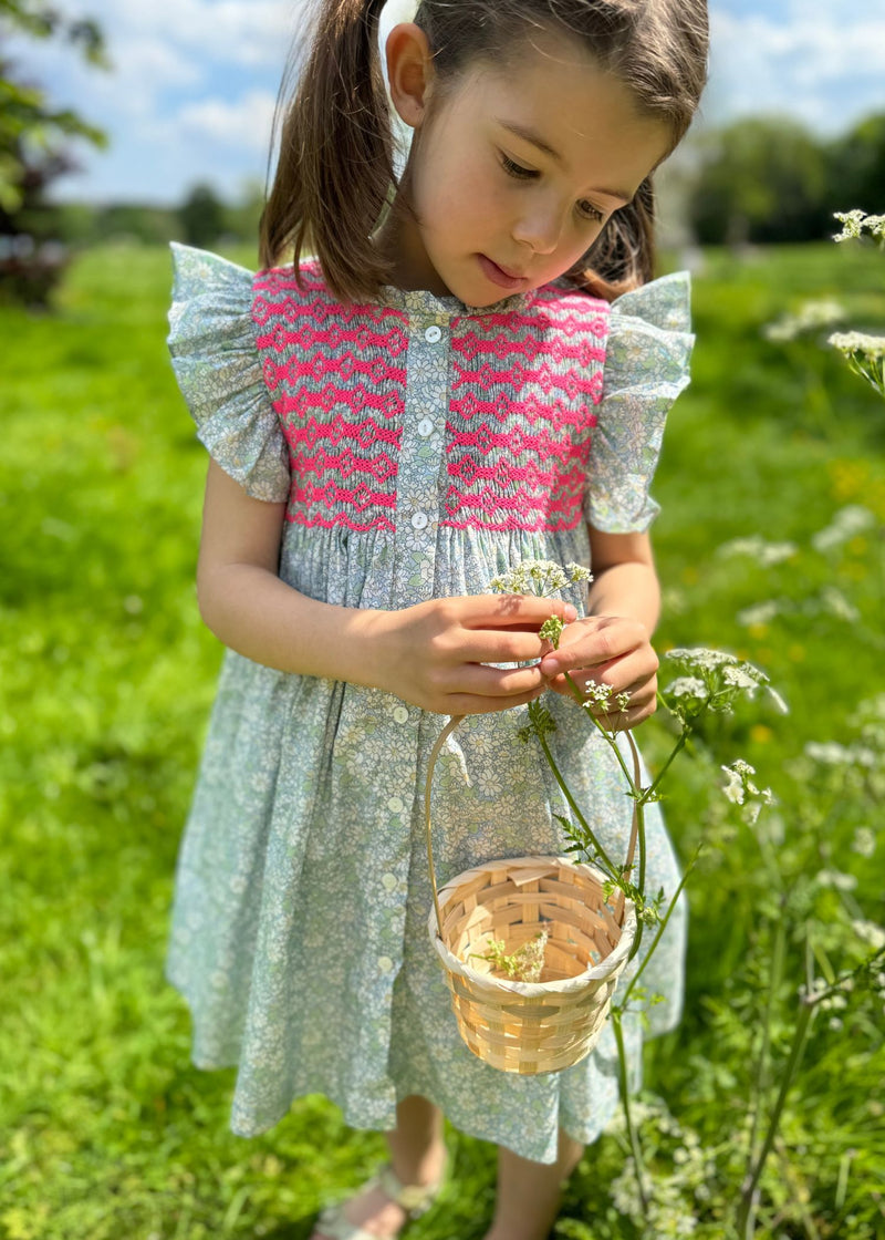 Mirabai Dress with Barbilicious Hand Smocking made with Liberty Alice W