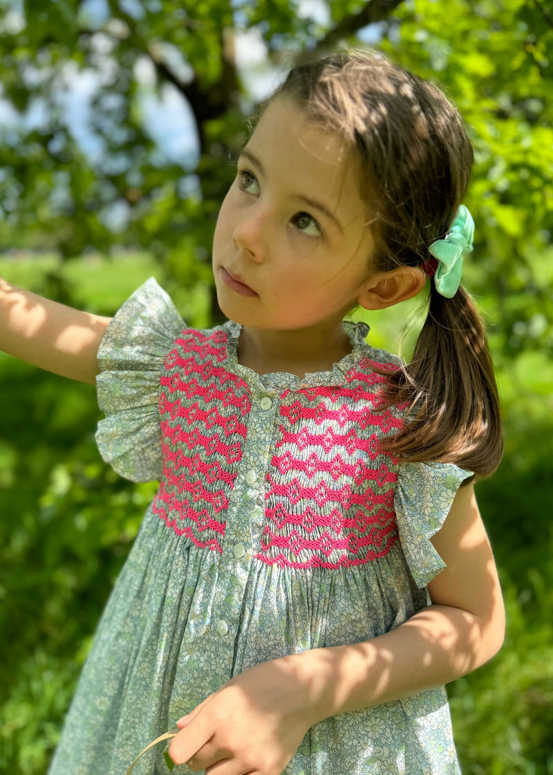 1-2y Mirabai Dress with Barbilicious Hand Smocking made with Liberty Alice W